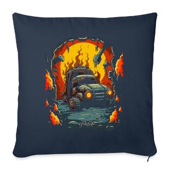 L’enfer pour les mécaniciens : le donjon des voitures de ferraille - Housse de coussin décorative 45 x 45 cm - bleu marine - Devant