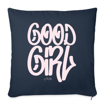 Text: pink Good Girl, gutes Mädchen - Sofa pillowcase 17,3'' x 17,3'' (45 x 45 cm) - navy - Front