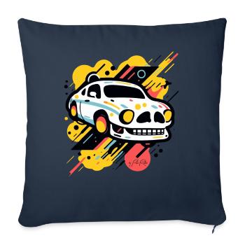 Pop couleurs Art crâne voiture - Housse de coussin décorative 45 x 45 cm - bleu marine - Devant