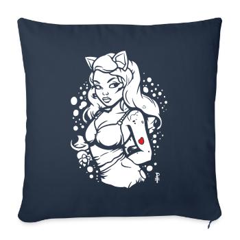Une autre fille de dessin animé animée chaude - Housse de coussin décorative 45 x 45 cm - bleu marine - Devant