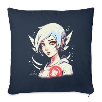 Fille chaude comme moi, Art de fille d’anime - Housse de coussin décorative 45 x 45 cm - bleu marine - Devant