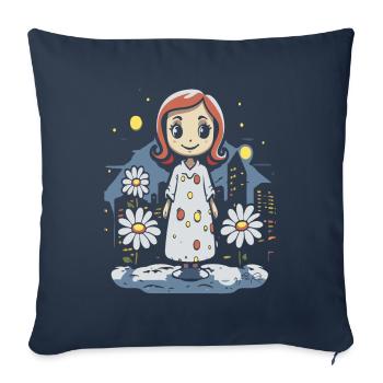 Cartoon Happy Sleepwalking and Daisies - Sofa pillowcase 17,3'' x 17,3'' (45 x 45 cm) - navy - Front