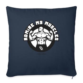 Admirez mes muscles bw, bodybuilder musclé - Housse de coussin décorative 45 x 45 cm - bleu marine - Devant