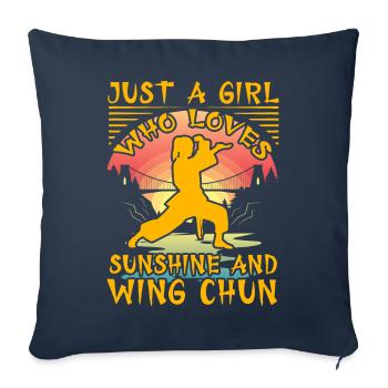 juste une fille qui aime le soleil et le Wing Chun - Housse de coussin décorative 45 x 45 cm - bleu marine - Devant