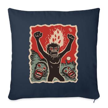 Les primates préhistoriques et l’Armageddon - Housse de coussin décorative 45 x 45 cm - bleu marine - Devant