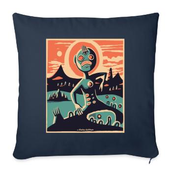 Nature alien in an abstract landscape - Sofa pillowcase 17,3'' x 17,3'' (45 x 45 cm) - navy - Front
