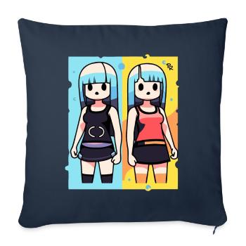 Manga Anime Sisters Dolls Girls - Sofa pillowcase 17,3'' x 17,3'' (45 x 45 cm) - navy - Front