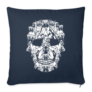 Crâne de chien boxerHalloween - Housse de coussin décorative 45 x 45 cm - bleu marine - Devant