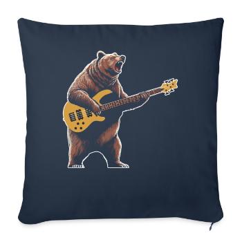 Bear jouant de la guitare basse guitariste - Housse de coussin décorative 45 x 45 cm - bleu marine - Devant