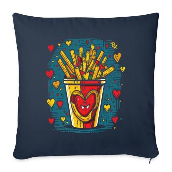 Freedom and Love: French Fries - Sofa pillowcase 17,3'' x 17,3'' (45 x 45 cm) - navy - Front
