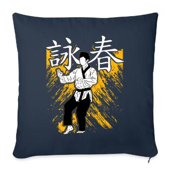 Wing Chun - Housse de coussin décorative 45 x 45 cm - bleu marine - Devant