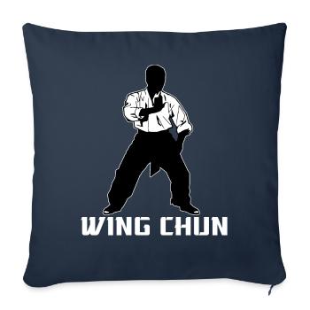 Wing Chun - Housse de coussin décorative 45 x 45 cm - bleu marine - Devant