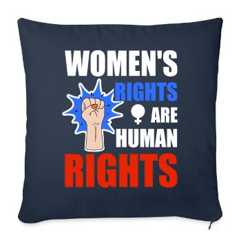Les droits des femmes sont des droits humains - Housse de coussin décorative 45 x 45 cm - bleu marine - Devant