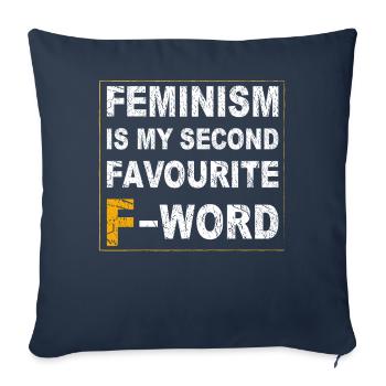 Le féminisme est mon deuxième mot préféré - Housse de coussin décorative 45 x 45 cm - bleu marine - Devant
