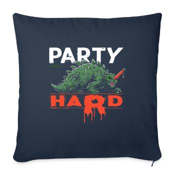 Le dino fêtard - Housse de coussin décorative 45 x 45 cm - bleu marine - Devant