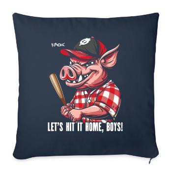 Hit it Home, Homeboys - Baseball Pig - Sofa pillowcase 17,3'' x 17,3'' (45 x 45 cm) - navy - Front