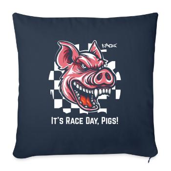 Always Ready for Race, Checkered Flag Pig - Sofa pillowcase 17,3'' x 17,3'' (45 x 45 cm) - navy - Front