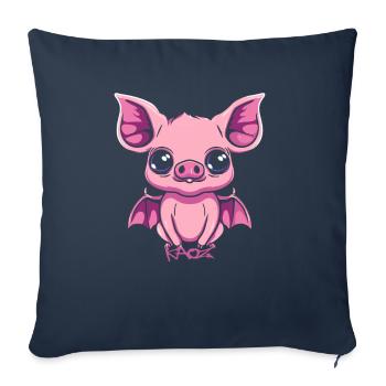 Cute Bat Pig Gargoyle - Sofa pillowcase 17,3'' x 17,3'' (45 x 45 cm) - navy - Front