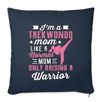 Je suis une maman taekwondo - Housse de coussin décorative 45 x 45 cm - bleu marine - Devant