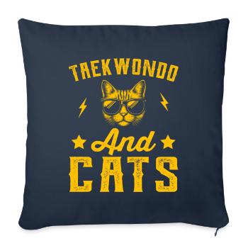 Taekwondo et chats - Housse de coussin décorative 45 x 45 cm - bleu marine - Devant