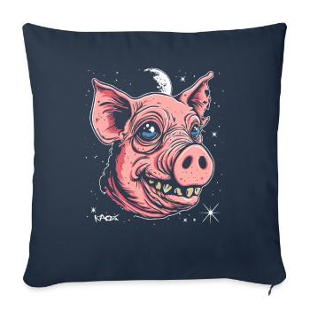 Le bon vieil ami : le cochon de l’espace - Housse de coussin décorative 45 x 45 cm - bleu marine - Devant