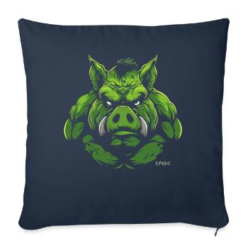 Bulk, the green monster muscle pig - Sofa pillowcase 17,3'' x 17,3'' (45 x 45 cm) - navy - Front