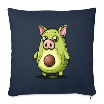Cartoon of a funny cute avocado pig - Sofa pillowcase 17,3'' x 17,3'' (45 x 45 cm) - navy - Front