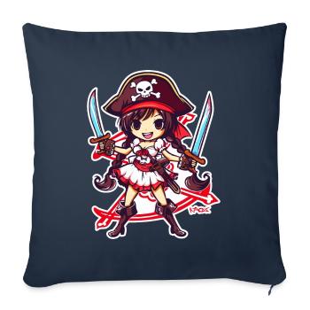 Anime Mädchen Piratin - Sofakissenbezug 45 x 45 cm - Navy - Vorne