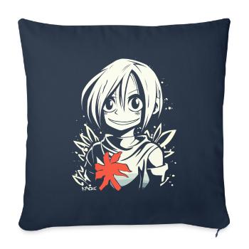 La sympathique fille d'anime - Housse de coussin décorative 45 x 45 cm - bleu marine - Devant