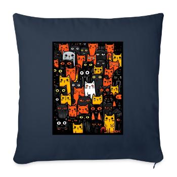 Lots of cartoon street cats - Sofa pillowcase 17,3'' x 17,3'' (45 x 45 cm) - navy - Front