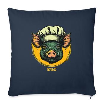 Cuisines Cuisinier Chef Cochon - Housse de coussin décorative 45 x 45 cm - bleu marine - Devant