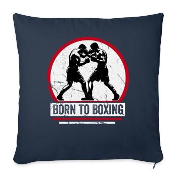 Né pour la boxe - Housse de coussin décorative 45 x 45 cm - bleu marine - Devant