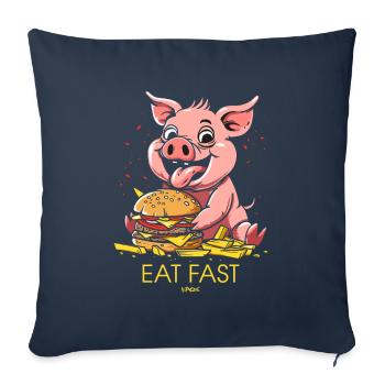 Restauration rapide : burgers de restauration rapide, frites, porc - Housse de coussin décorative 45 x 45 cm - bleu marine - Devant