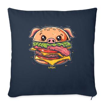 Sau Burger Cochon - Housse de coussin décorative 45 x 45 cm - bleu marine - Devant