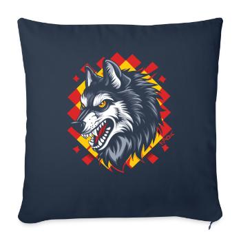 The Big Bad Plaid Pattern Wolf - Sofa pillowcase 17,3'' x 17,3'' (45 x 45 cm) - navy - Front