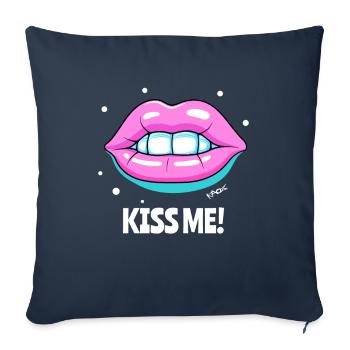 Couleurs acidulées Mun, embrasse-moi ! - Housse de coussin décorative 45 x 45 cm - bleu marine - Devant