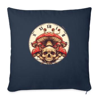 The Clock of Time, Mushrooms and Skull - Sofa pillowcase 17,3'' x 17,3'' (45 x 45 cm) - navy - Front
