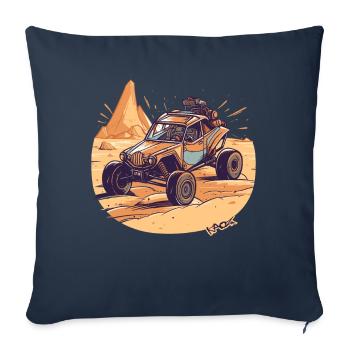 Véhicule de sable de bande dessinée cool, une voiture pour le désert - Housse de coussin décorative 45 x 45 cm - bleu marine - Devant