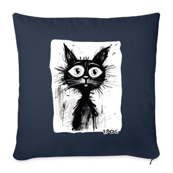 Dessin cool d’un chat de dessin animé - Housse de coussin décorative 45 x 45 cm - bleu marine - Devant