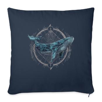 Baleine polygone Sea Diver bien-être animal cadeau - Housse de coussin décorative 45 x 45 cm - bleu marine - Devant