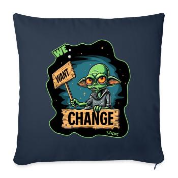 Green alien protests for change - Sofa pillowcase 17,3'' x 17,3'' (45 x 45 cm) - navy - Front