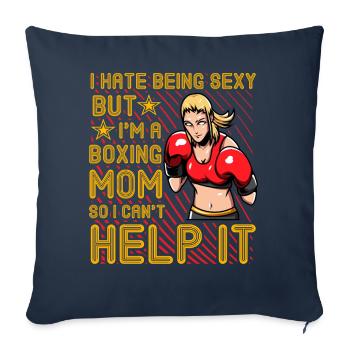 Citation amusante de maman boxe - Housse de coussin décorative 45 x 45 cm - bleu marine - Devant