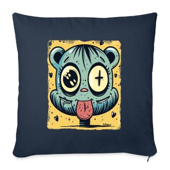 Coeurs, Croix, Dessin Animé et Hamster Coquin - Housse de coussin décorative 45 x 45 cm - bleu marine - Devant