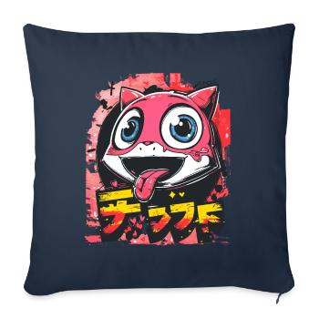 Graffiti Japonais Mignon Coquine Anime Chat - Housse de coussin décorative 45 x 45 cm - bleu marine - Devant
