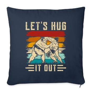 Embrassons-le Sumo - Housse de coussin décorative 45 x 45 cm - bleu marine - Devant