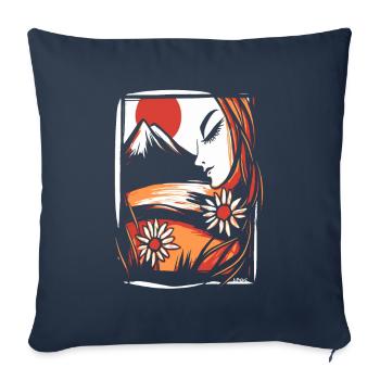 A beautiful woman enjoys the beauty of nature - Sofa pillowcase 17,3'' x 17,3'' (45 x 45 cm) - navy - Front