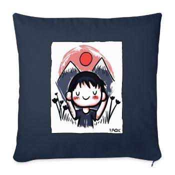 Cartoon boy hears that nature is calling how beautiful - Sofa pillowcase 17,3'' x 17,3'' (45 x 45 cm) - navy - Front