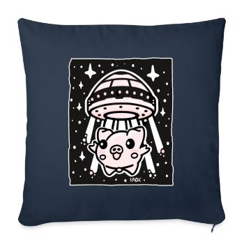 Alien Abduction of a Cute Pig - Sofa pillowcase 17,3'' x 17,3'' (45 x 45 cm) - navy - Front