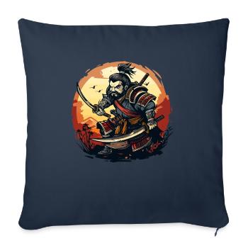 Samouraï japonais drôle et cool - Housse de coussin décorative 45 x 45 cm - bleu marine - Devant