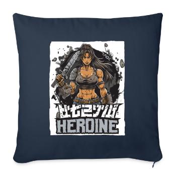 Héroïne féminine musclée et épéiste - Housse de coussin décorative 45 x 45 cm - bleu marine - Devant